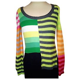 SONIA RYKIEL SWEATER PATCHWORK BAYADERES PAN ASYMMETRISCH TS ODER T 36 Mehrfarben