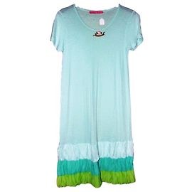 MANOUSH KLEID MINT MEDAILLON ROSE RELIEF RÜSCHEN T 40/42 Hellgrün