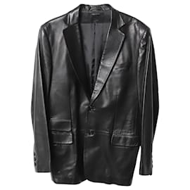 Gucci-Gucci Single Breasted Blazer in Black Leather-Black