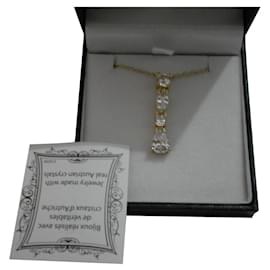 Autre Marque-necklace/pendant with crystals new in its box,authenticity certificate-Golden