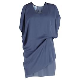 Acne-Acne Studios Mallory Overlay Mini Casual Dress in Navy Blue Polyester-Blue,Navy blue