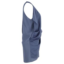 Acne-Acne Studios Mallory Overlay Mini abito casual in poliestere blu navy-Blu,Blu navy
