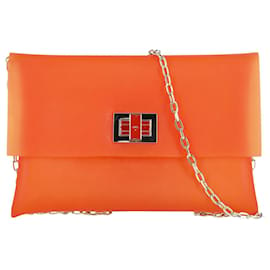 Anya Hindmarch-Anya Hindmarch Valorie Envelope Umhängetasche aus orangefarbenem Gummi-Orange
