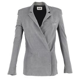 Acne Studios Double-Breasted Notched Lapel Blazer in Grey Viscose Grey