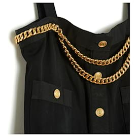 Chanel-CIRCA 87 black wool chains en40-Black,Golden