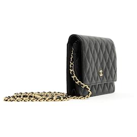 Chanel-wallet on chain woc caviar black-Noir,Bijouterie dorée