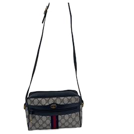 Gucci-Navy Diamante Coated Canvas Ophidia Gucci Bag-Navy blue