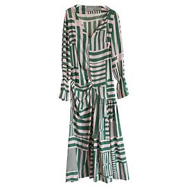 Preen By Thornton Bregazzi Vestido de seda com estampa geométrica Preen rosa e verde Rosa Verde