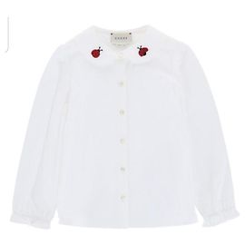 Camicetta Gucci Bambina Bianca con Ricamo Coccinella Bianco
