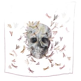 Alexander Mcqueen-Dragonfly Skull Silk Scarf-Red
