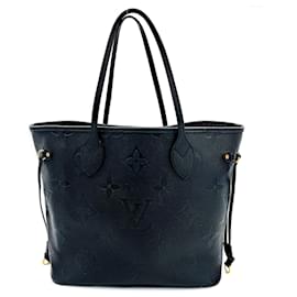 Louis Vuitton-Neverfull MM Cuir Empreinte Noir-Noir