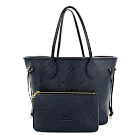 Louis Vuitton-Neverfull MM Cuir Empreinte Noir-Noir