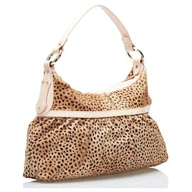 Fendi-Leopard Leather Shoulder Bag 8BR448-Beige