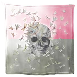 Alexander Mcqueen-Dragonfly Skull Silk Scarf-Pink