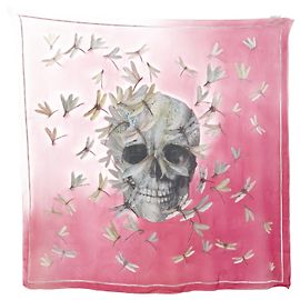 Alexander Mcqueen Sciarpa di seta con teschio di libellula Rosa