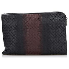 Bottega Veneta Pochette en cuir intrecciato Noir