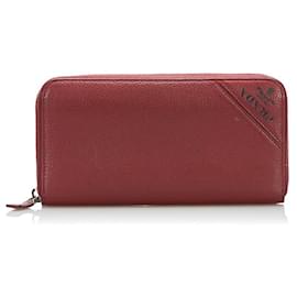 Prada-Leather zip around wallet-Red