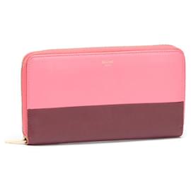 Céline-Leather Bicolor Zip Around Wallet-Pink