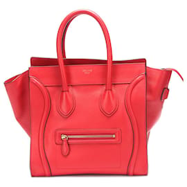 Céline-Leather Luggage Handbag-Red