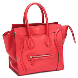 Céline-Leather Luggage Handbag-Red