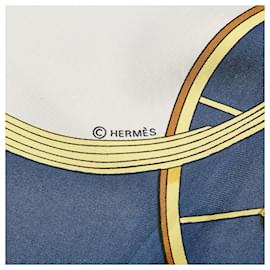 Hermès-Hermes Blue Springs Silk Scarf-Blue