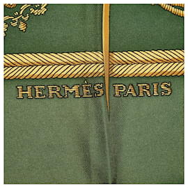 Hermès-Hermes Green Les Armes de Paris Silk Scarf-Green