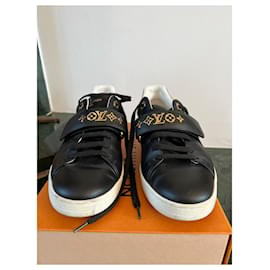 Louis Vuitton-Sneakers Frontrow-Noir,Blanc,Doré