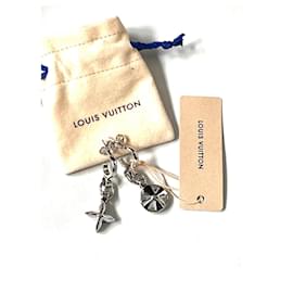 Louis Vuitton-Meus brincos de corrente de flores-Prata