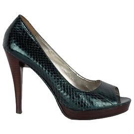 Calvin Klein Python Peep-Toe Shoes Green