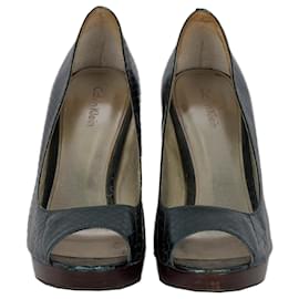 Calvin Klein-Calvin Klein Python Peep-Toe Shoes-Green