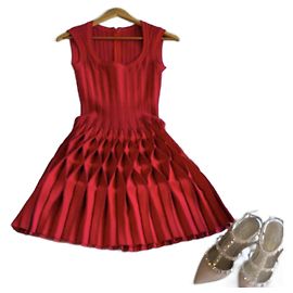 Robe Alaïa Origami Nid d'abeille Rouge Rouge
