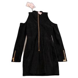 Mini robe en daim noir Balmain Noir