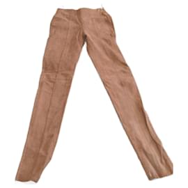 Balmain-Balmain suede leggings/pants-Brown,Caramel