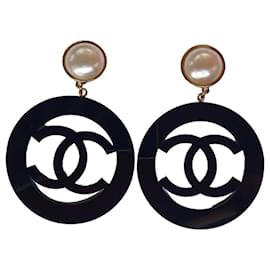 Chanel-chanel xxl earrings-Black,Golden