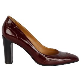 Hermès Patent Brogue Pumps Dark red