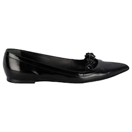 Louis Vuitton Black Fleur Pointed Toe Flat Black