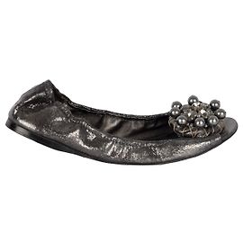 Miu Miu Embellished Cap Toe Ballet Flats Black