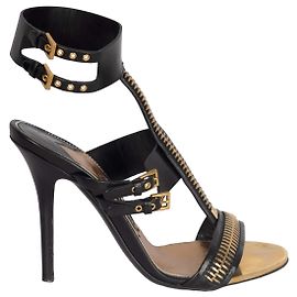 Tom Ford Zipper T Strap Sandals Black