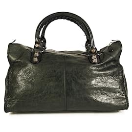 Balenciaga-Balenciaga Dark Gray Distressed Leather Rose Gold Giant Large City Bag handbag-Dark grey