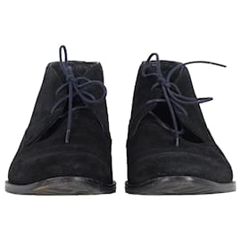 Hugo Boss-Hugo Boss Desert Lace-Up Ankle Boots in Black Suede-Black