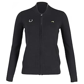 Bella Freud-Bella Freud Race Track Zip-Up Track Jacket with Side Stripes in Black Wool-Other