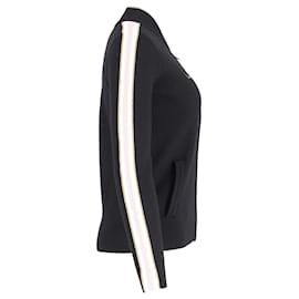 Bella Freud-Bella Freud Race Track Zip-Up Track Jacket with Side Stripes in Black Wool-Other