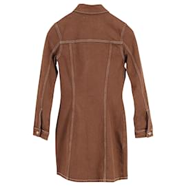 Reformation-Reformation Newman Denim Mini Dress in Brown Cotton -Brown