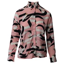 Msgm-Camicia a maniche lunghe stampata MSGM in seta rosa-Altro