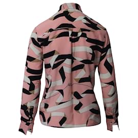 Msgm-MSGM Printed Long Sleeve Shirt in Pink Silk-Other