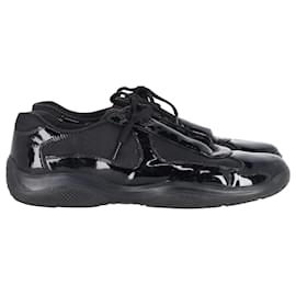 Prada-Prada Sports Low Top Sneakers in Black Patent Leather -Black