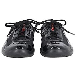 Prada-Prada Sports Low Top Sneakers in Black Patent Leather -Black
