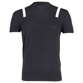 Neil Barrett Knitted T-Shirt with White Stripe in the Shoulders in Black Viscose Black