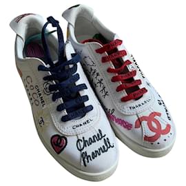 Chanel-Baskets graphiques Chanel x Pharrell by Lagerfeld-Blanc,Multicolore