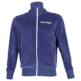Palm Angels-Palm Angels Chenille Track Jacket in Navy Blue Cotton-Blue,Navy blue